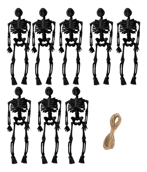 8x Halloween Skeleton Figurines Statues 14cm Adereços Preto