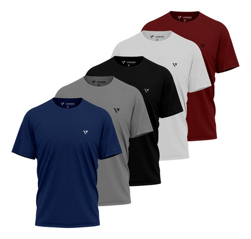 5 Camiseta Masculina Camisas Slim Voker 100% Algodão Atacado