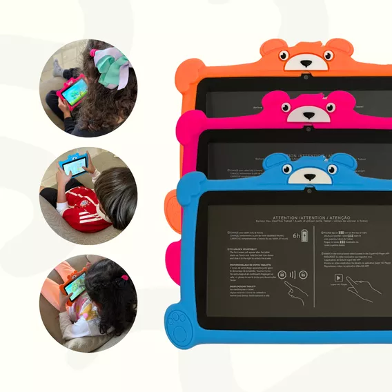 Tablet Infantil Educativo Kids Capa Protetora Wi-fi Youtube Cor Laranja