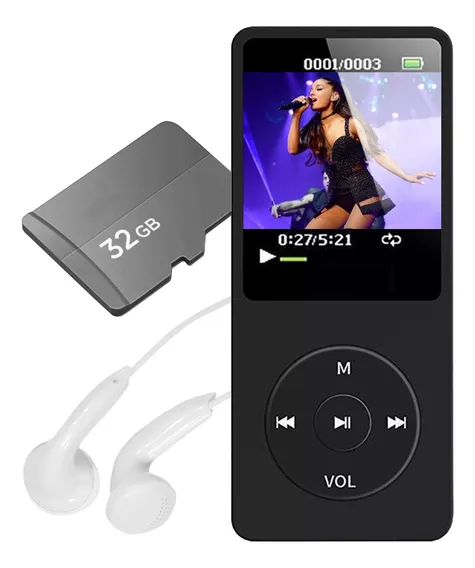 Mp3 Mp4 Player Leitor Música Academia + Fone + Cartão 32gb