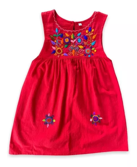 Vestido Bordado Mexicano Para Niña Modelo Mayita