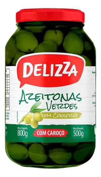 Azeitonas Verdes Delizza Com Caroço 500g