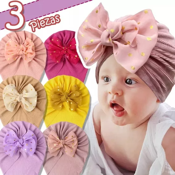 Gorritos Para Bebé Niña Turbante Headwrap 3pzs Promoción