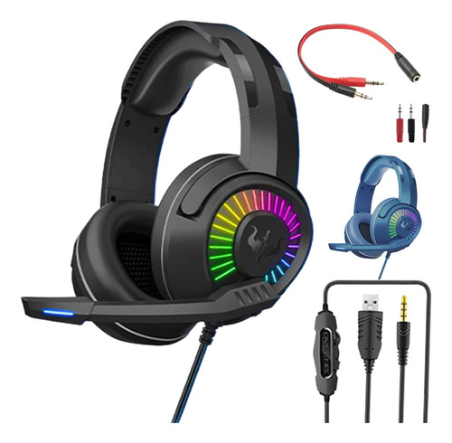 Fone De Ouvido Headset Gamer Profissional Fio Luz Led Rgb