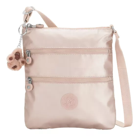 Bolsa Crossbody Kipling Keiko Quartz Metallic (original) Acabado de los herrajes Niquel Color de la correa de hombro Rosa Diseño de la tela Liso