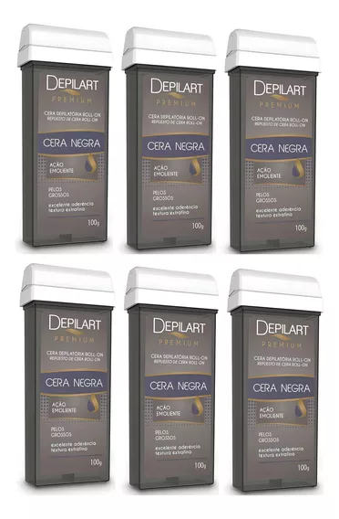 Depilart Kit 6 Unidades Cera Depilatória Roll-on Negra 100g