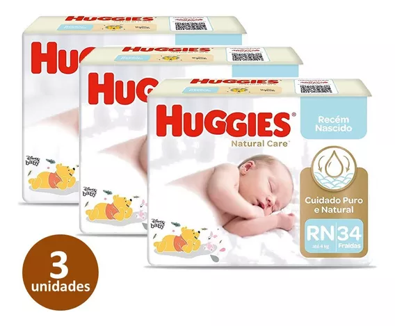 Kit Fralda Huggies Natural Care Rn - 102 Fraldas