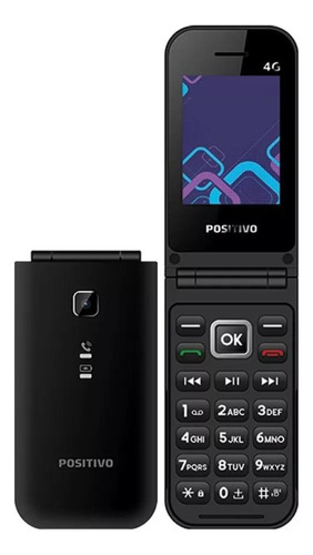 Celular Positivo Flip P51 Dual Chip 4g Preto Celular Idoso