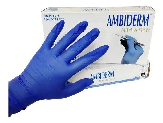 Guantes descartables antideslizantes Ambiderm Soft color violeta talle M de nitrilo x 100 unidades