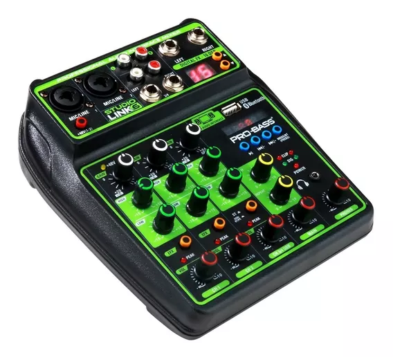 Mixer 6 Canais Bluetooth Usb Pc Equalizador Phantom Probass 5V