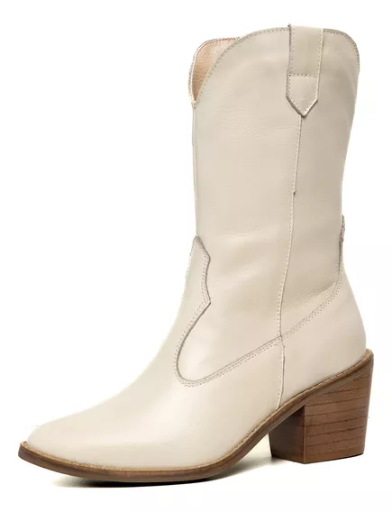 Bota Texana Feminina Country Salto Bico Fino Couro Cowgirl