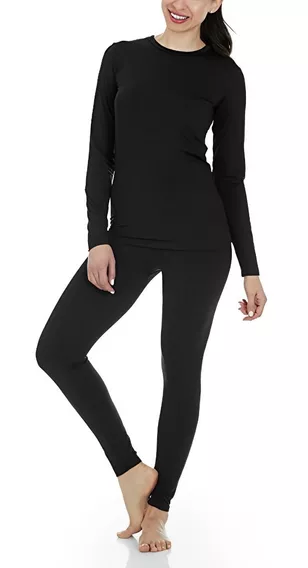 Ropa Termica De Dama Pantalon Y Playera Negro 1 Juego