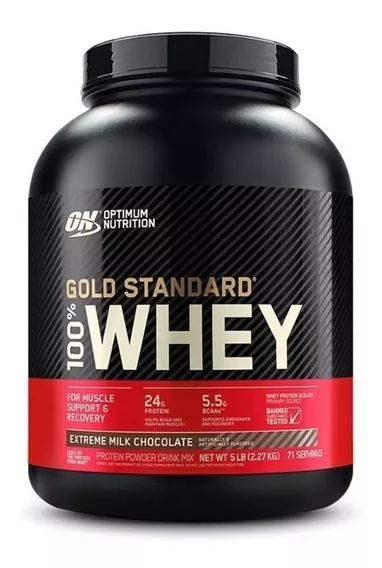 Suplemento Optimum Nutrition Proteína Gold Standard 100% Whey sabor extreme milk chocolate de 2.27kg