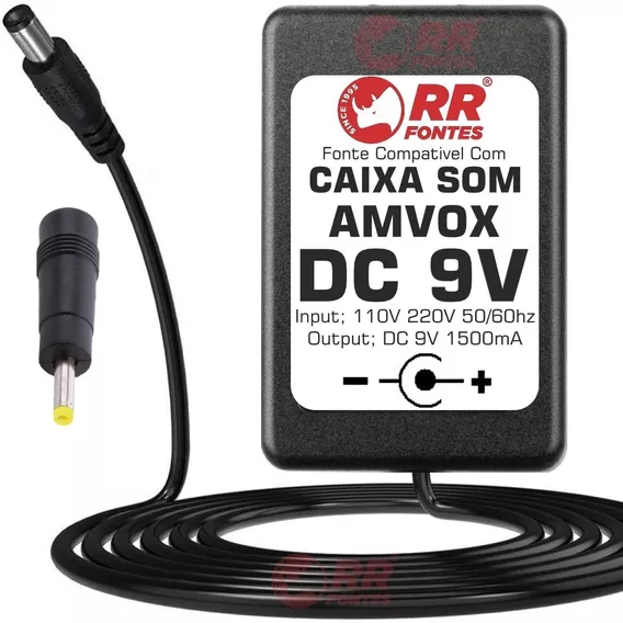 Fonte Carregador 9v Para Caixa Som Amplificada Amvox Aca 401