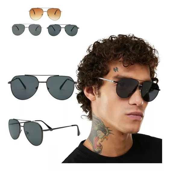 Lentes De Sol Foospace - Lentes De Sol Polarizadas Hombre Para Hombre Y Mujer Clásico Uv Piloto Anteojos - Color Gris