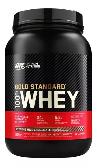 Suplemento Optimum Nutrition Proteína Gold Standard 100% Whey sabor extreme milk chocolate de 907g