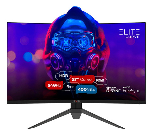 Monitor Gamer Level Elite Curvo 27 Eled 240hz 1ms Painel Va