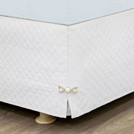 Saia Cama Box Charme Casal Padrão Matelada Pingente E Pedra Cor Branco