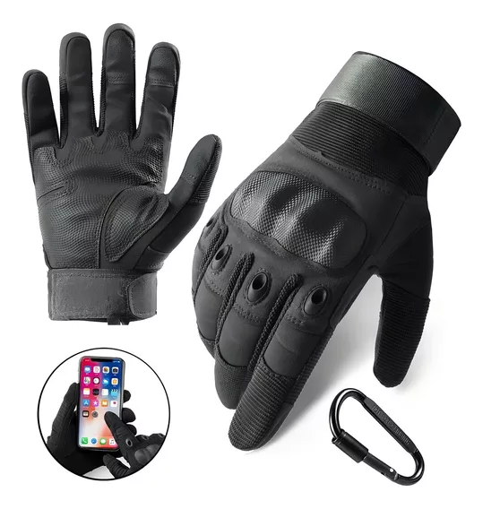 Guantes De Motociclista Proteccion Motociclista Guantes Para Moto Guantes De Proteccion Pantalla Táctil Para Motociclista + Mosquetón Negro Talla M Jeeyee