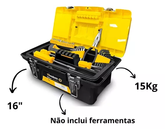 Caixa Organizadora De Ferramentas 16 15kg Titanium - 7511 Cor Preto e amarelo