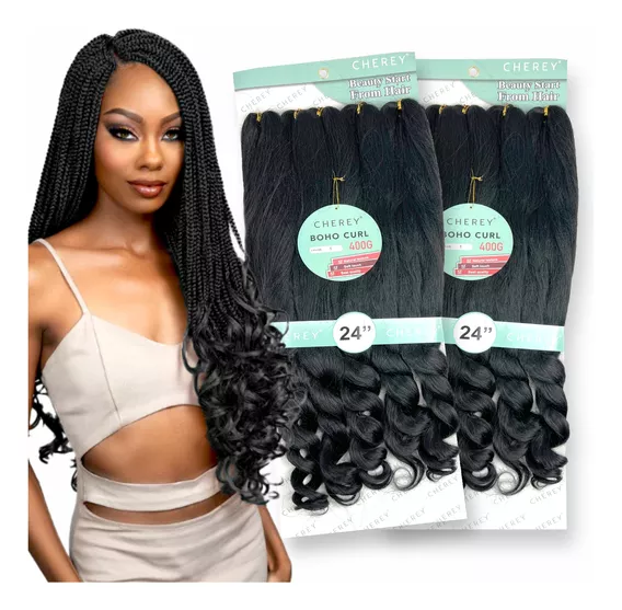 Kit 2 Cabelo Boho Curl Jumbo Fibra Premium Crochet Braid