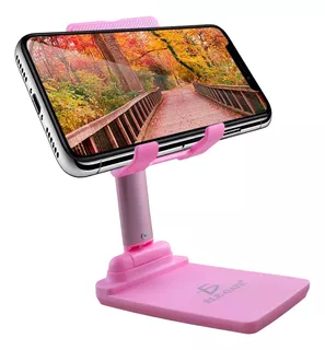 Soporte Para Celular O Tablet De Mesa Base Holder Ajustable Color Rosa