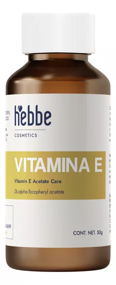 Vitamina E Oleosa Pura Uso Cosmético facial capilar y corporal Todo Tipo de Piel Hebbe 50g