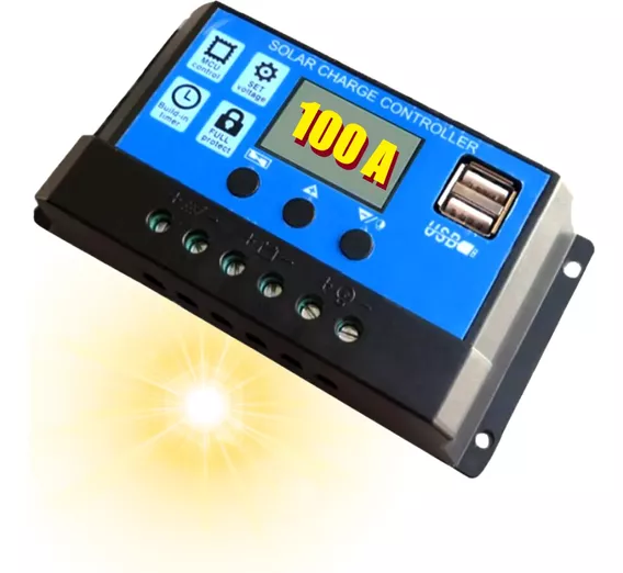 Controlador Carga Solar Pwm 12v 24v Automático 100 Amp 2usb