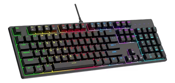 Teclado Gamer Mecânico Switch Blue Raiku L3000 Diversos Modos Iluminação Rgb Anti Ghost 104 Teclas