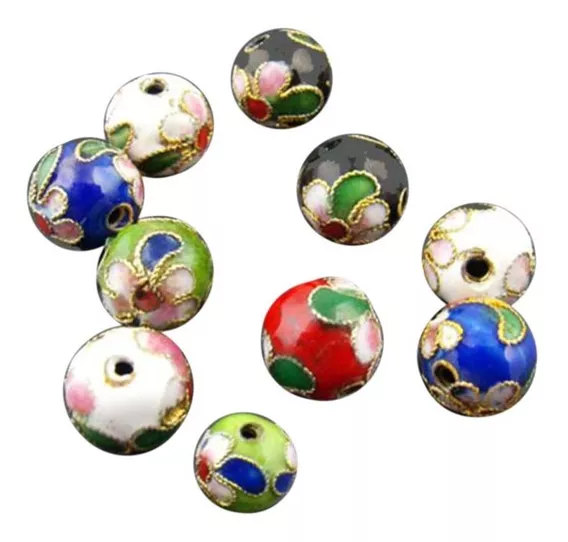 30pcs Cor Mista Rodada Cloisonne Grânulos Para Fazer Jóias