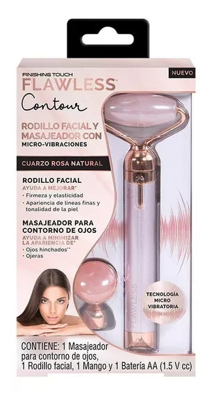 Flawless Contour Rodillo Facial De Cuarzo Rosa Con Vibración Momento de aplicación Día/Noche Tipo de piel Todo tipo de piel