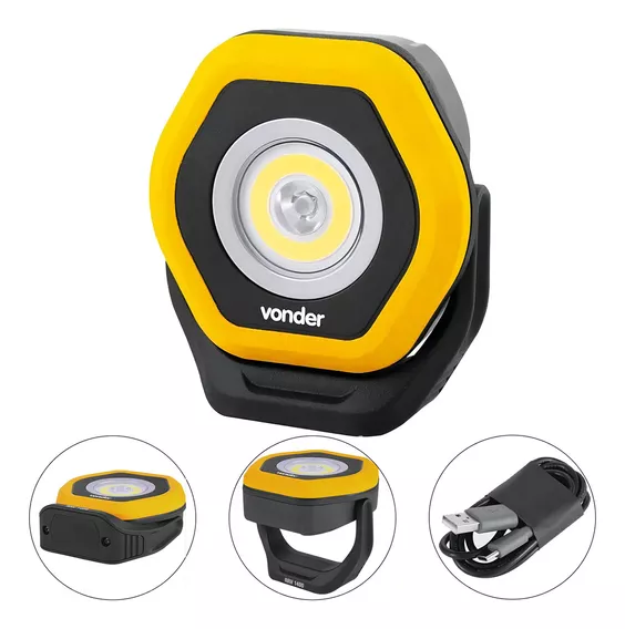 Refletor Recarregável Portátil 1400lm Usb Led Rrv1400 Vonder Cor da carcaça Amarelo 110V/220V