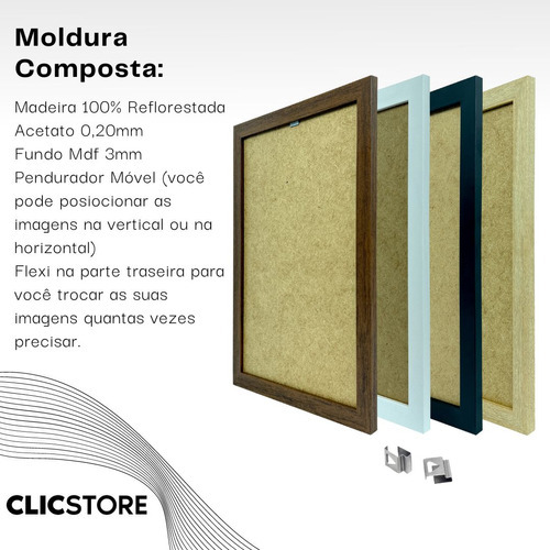 Moldura 45x60 Com Acetato Quadros Fundo Mdf Decorativo Sala Cor Carvalho