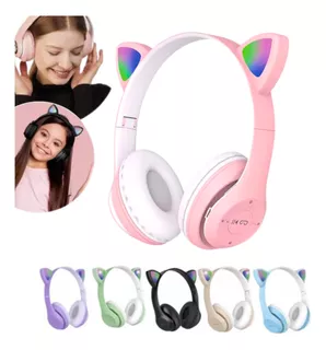 Fone De Ouvido Gatinho Bluetooth Infantil Led Menino Menina