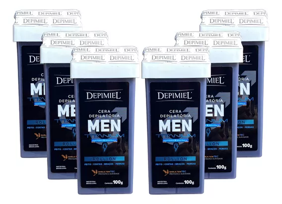 Kit 6 Ceras Roll-on Depilatória Men Powerful Homen Depimiel