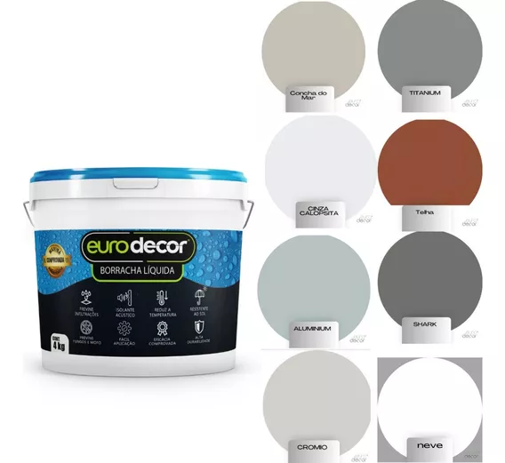 Borracha Liquida Solução Total EuroDecor 4kg Acabamento Acetinado Branco/neve