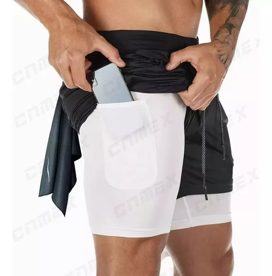 Gimnasio Short Con Licra Deportiva 2 En 1 Hombre Correr