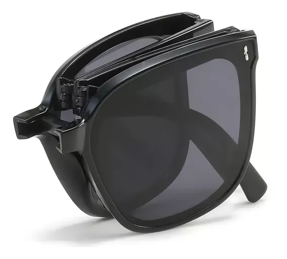 Gafas De Sol Polarizadas Con Protección Uv Plegables Unisex Color De La Lente Negro Color De La Varilla Negro Color Del Armazón Negro Diseño Lentes De Gafas De Sol Plegables