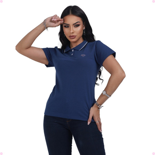 Camiseta Polo Piquet Feminina Básica Lisa Babylook Gola Polo