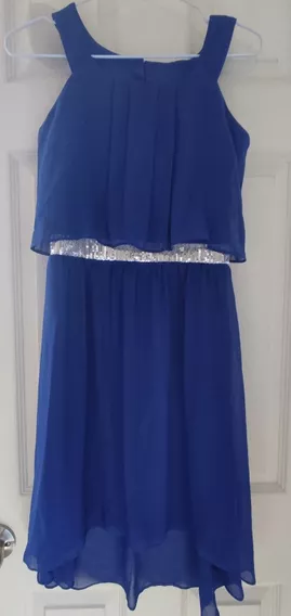 Vestido Juvenil Fiesta Azul Eléctrico Talla 16. Niña 