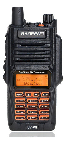 Kit Rádio Comunicador Radio Baofeng Walkie Talkie Uv9r 10w Bandas De Freqüência Vhf/uhf Cor Preto