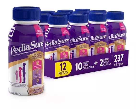 Suplemento Alimenticio Pediasure X 12 Botellas (10 Chocolate 2 Vainilla) 237ml C/u