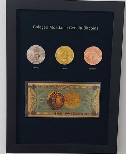 Moedas Bitcoins Ouro Prata Bronze E Cédula Completo