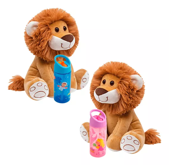 Garrafinha Infantil 400ml Astronauta+princesa + 2 Leãozinhos