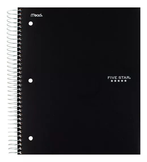 Cuaderno Colegial Five Star 200 Hojas 5 Materias Rayado Color Negro