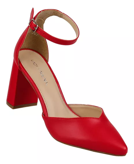 Zapatilla Vestir Mujer Rojo Tacto Piel Lady Paulina 02703809