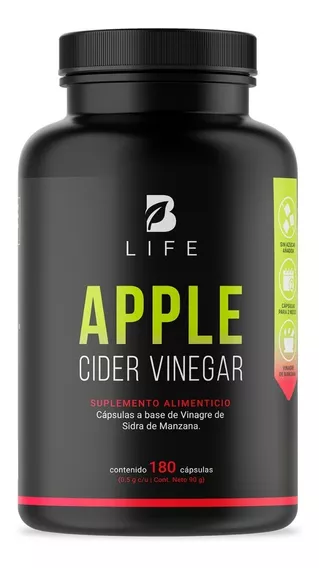 Vinagre De Manzana 180 Cápsulas De 500mg. B Life