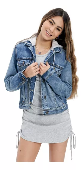 Chamarra De Denim Con Capucha American Eagle Para Mujer