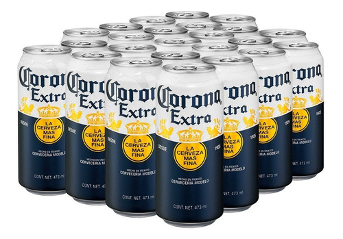 Cerveza Clara Lager Corona Extra 24 Latones De 473 Ml.