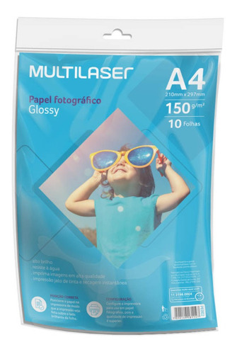 Glossy Paper Multilaser A4 150g C/ 10 Folhas  Pe002